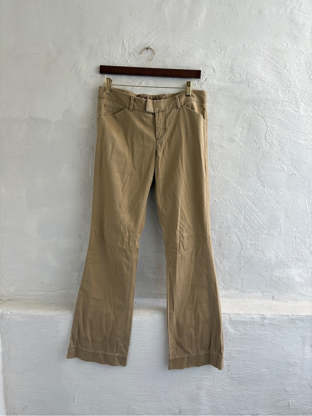 vintage Ezra Fitch low-rise tan flare khaki pants